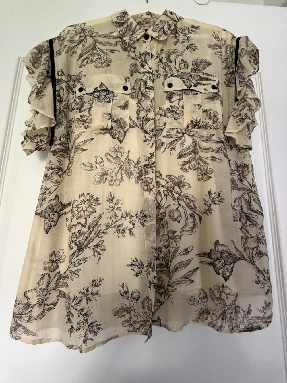 Italian Twinset Silk Blend Printed Shirt